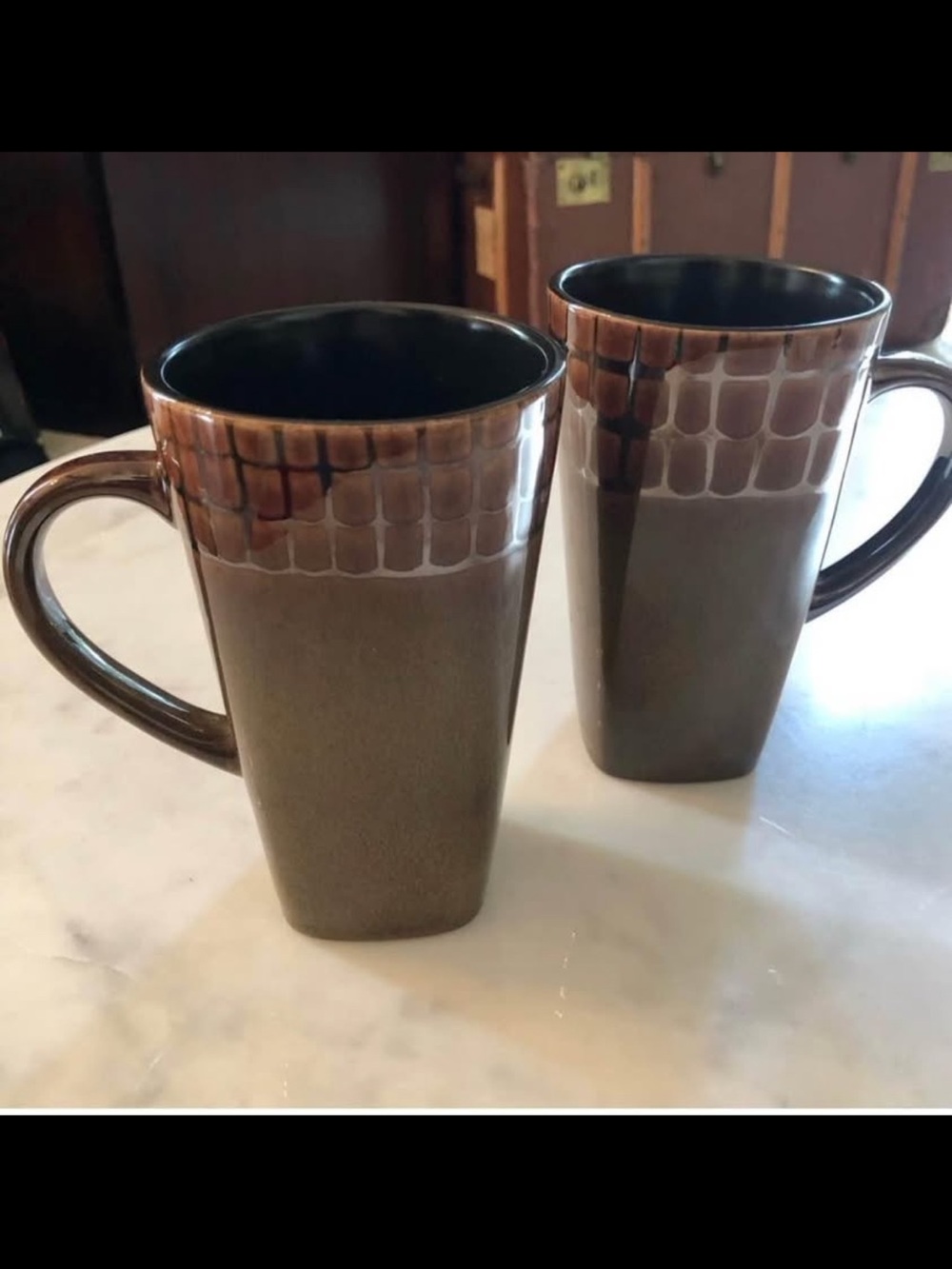 Roscher Stonewall Set of 4 Tall Ceramic Mugs – Brown Ombre